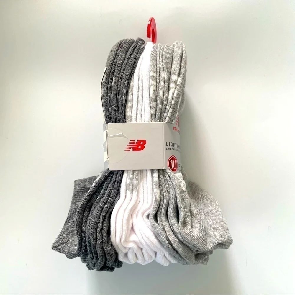 New Balance women’s low cut socks white gray 10 pack size 4-10